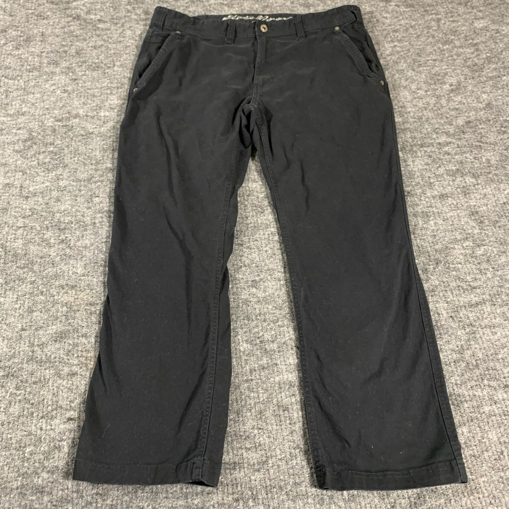 Eddie Bauer Pants Mens 38‎ Fits 38x20 Black Canvas Classic Fit Workwear Utility